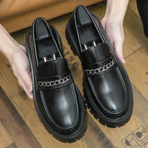 LBSFY  -   Thick Bottom Loafers Elevator Shoes Fashion Men Leather Shoes Luxury Party Mens Casual Grace Men's Wedding Shoes Student Shoes